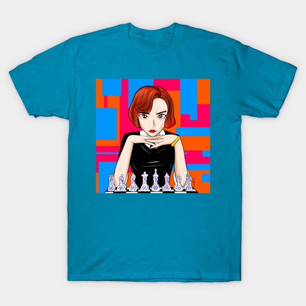 beth harmon the lady chess in queens gambit T-Shirt by jorge_lebeau